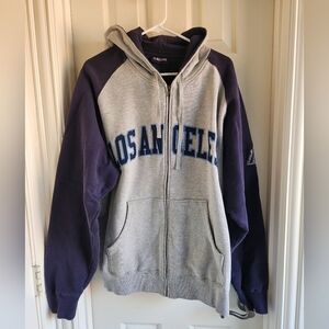 Los Angeles Lakers Hoodie Mens 2XL XXL Gray Blue Zip Up Hoodie Sweatshirt